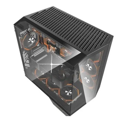 Darkflash dy470 atx mid tower gaming case - black 4 argb fans included - Black